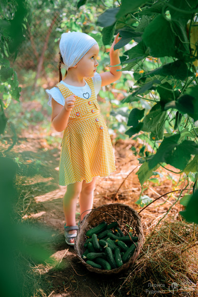 Маленькая девочка в природе и красоте сельской жизни